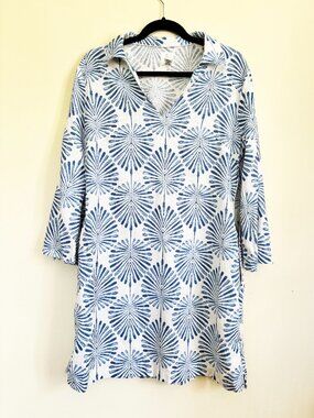 Joie Woman's Tropical Tunic Dress with Pockets Linen Blend Size 10